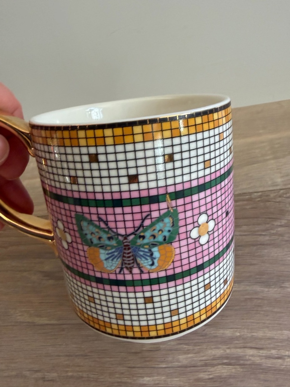 Anthropologie gold tile mosaic butterfly mug - Picture 8 of 8
